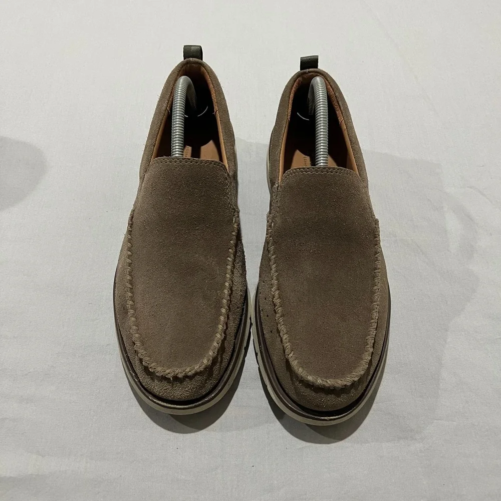 Clarks Edgewood Comfort Step Mens Brown Suede Leather Slip On Loafers 9.5